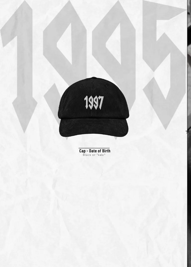 Casquette brodée de l'année de naissance, collection Étrange Enfant