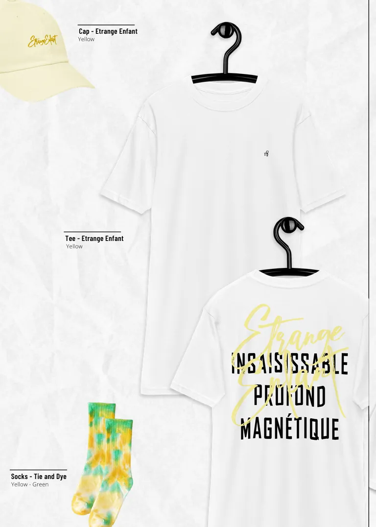 Tee-shirt blanc pastel, version colorée de la collection Étrange Enfant