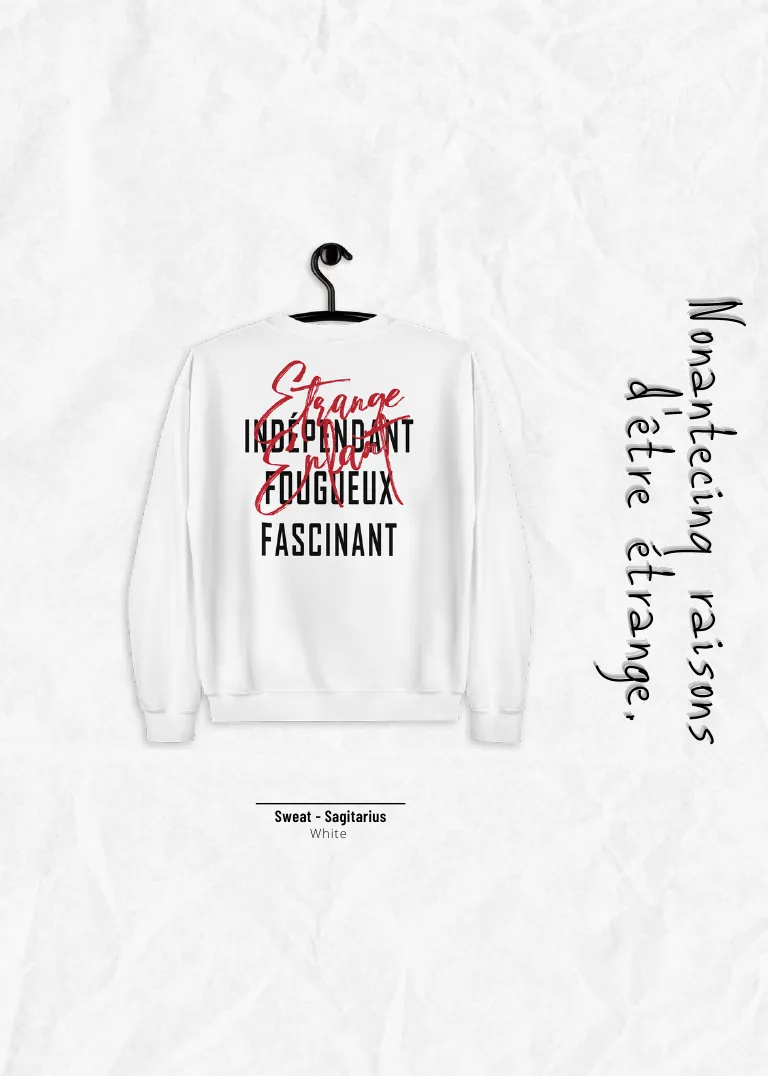 Sweat blanc unisexe, collection Étrange Enfant