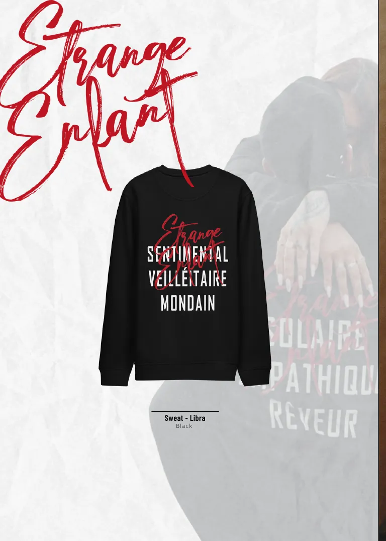 Sweat noir unisexe, collection Étrange Enfant