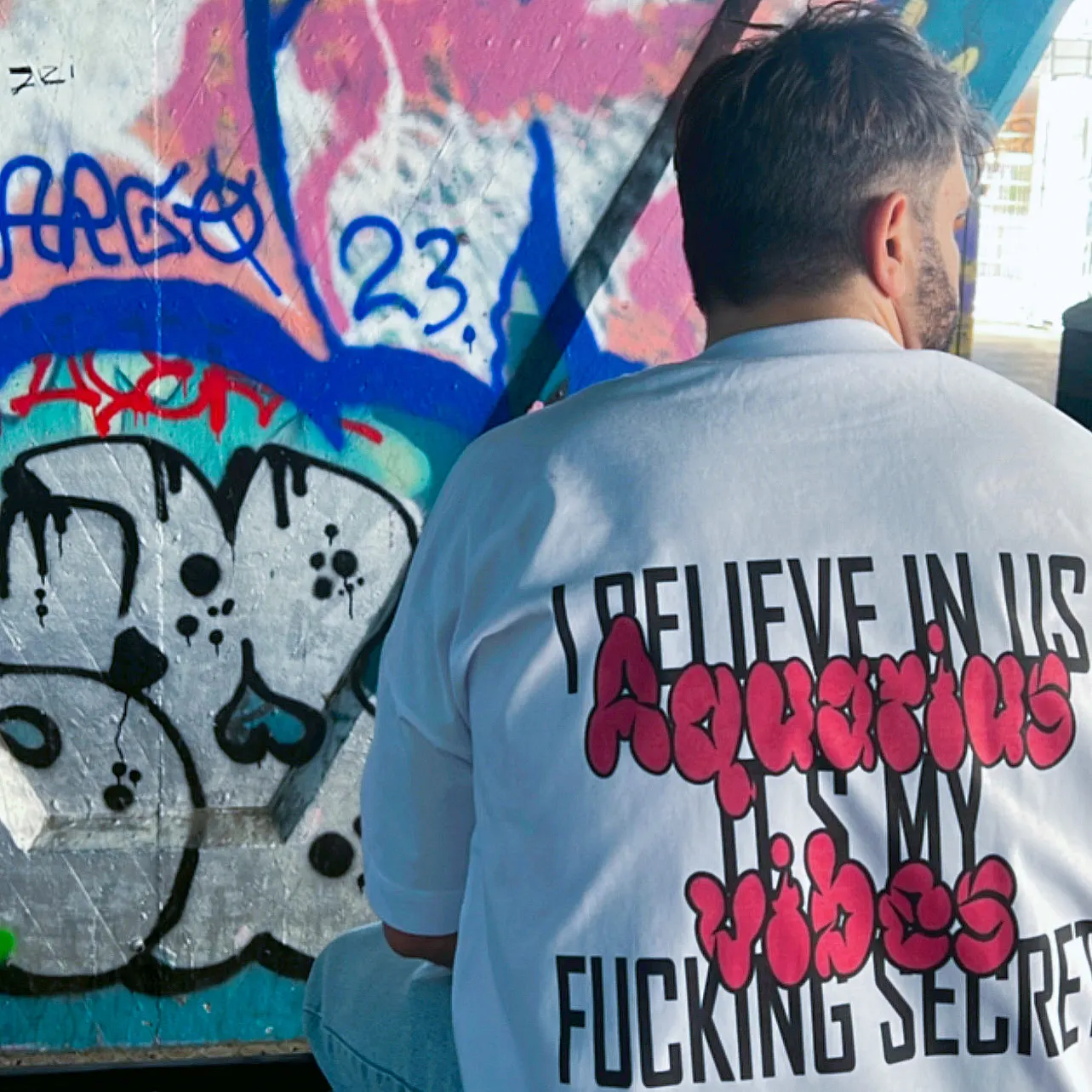 Tee-shirt blanc Verseau « I believe in us, it's my vibes », collection Vibes